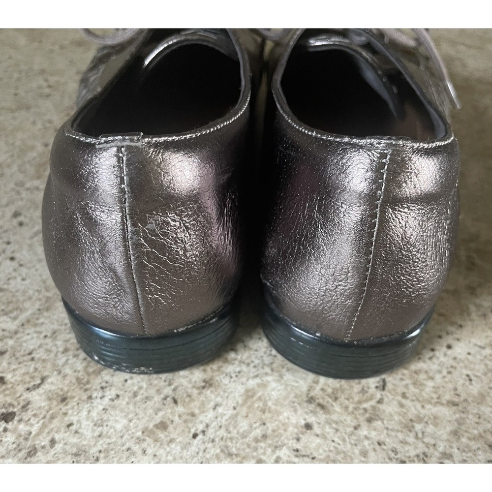 Trotters Woven Metallic Bronze/Gold Oxford Shoes Womens 8 Lace Up Comfort Flat - Picture 4 of 7